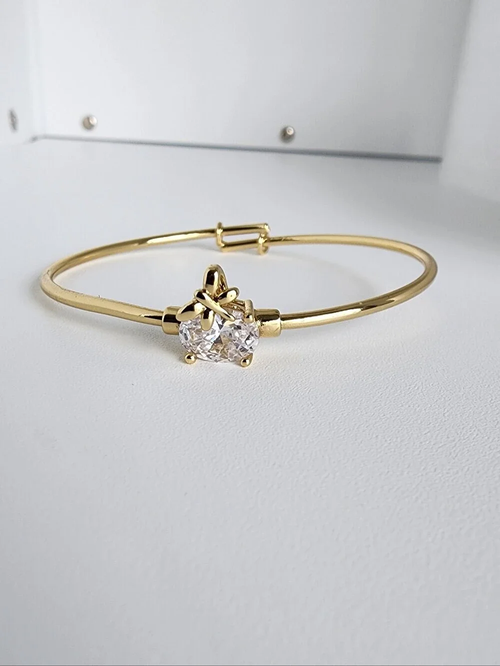 Gold Plated Butterfly CZ Bangle Bracelet Girls Kids 40mm Gift Jewelry